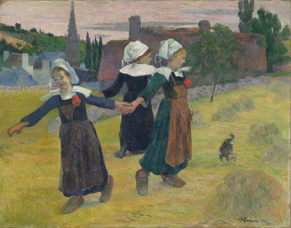 Breton Girls Dancing, Pont-Aven in Detail Paul Gauguin